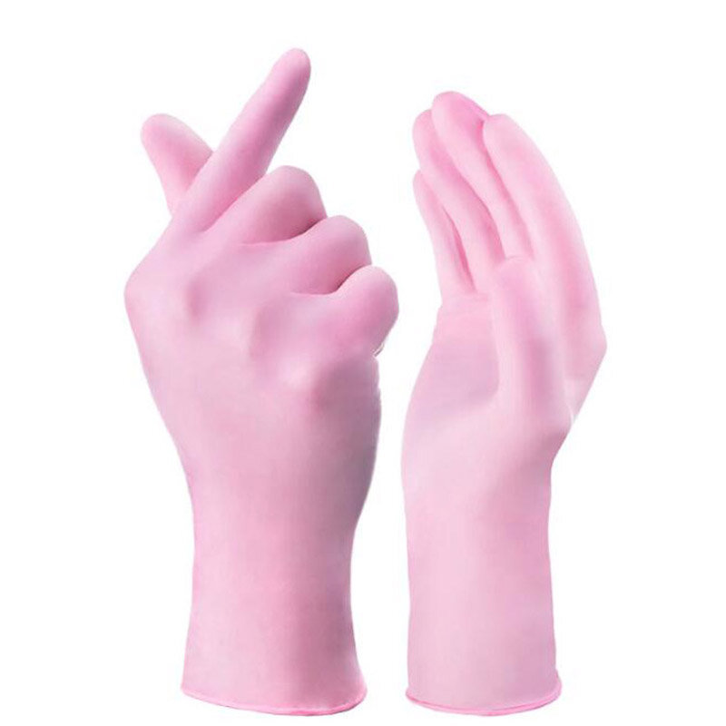 100/50/25 sztuk jednorazowe lateksowe rękawice nitrylowe gumowe antypoślizgowe czyszczenie gospodarstwa domowego eksperyment Catering różowe rękawiczki LS007