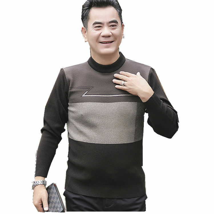 Winter Middle-aged MEN'S Wear Sweater Thick Loose Warm Daddy Clothes Base Sweater Middle-aged Men's Woollen Sweater