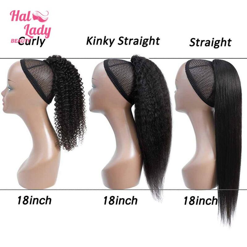 Halo Lady Drawstring афро кудрявые прямые конский хвост человеческие волосы не Реми бразильское наращивание волос Yaki пони хвост Афро-американский