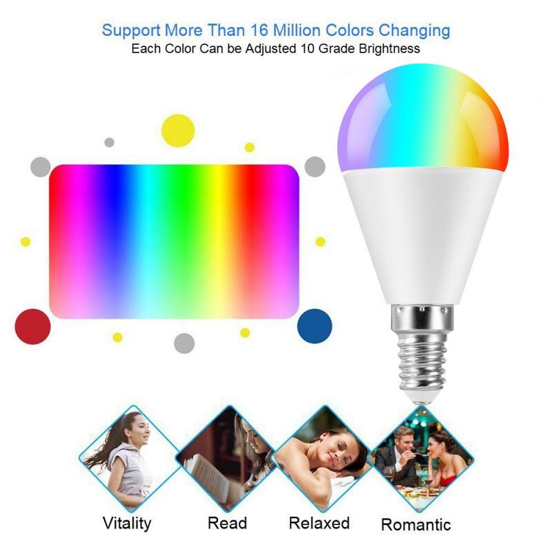 Lámpara Led inteligente con Control de voz, Bombilla inteligente multicolor con WiFi, RGB, ahorro de energía, E27/B22/E14