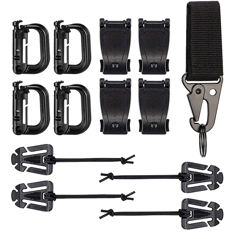Mini Set accessori per accessori Molle per gilet tattico zaino con portachiavi cintura d-ring moschettone poi lock Molle Gear Clip
