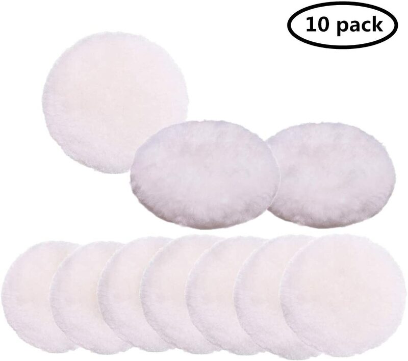 Tampon de polissage en laine 3-7 pouces, doux en peau de mouton avec crochet et boucle arrière, tampon de coupe en laine pour voiture, verre de meubles