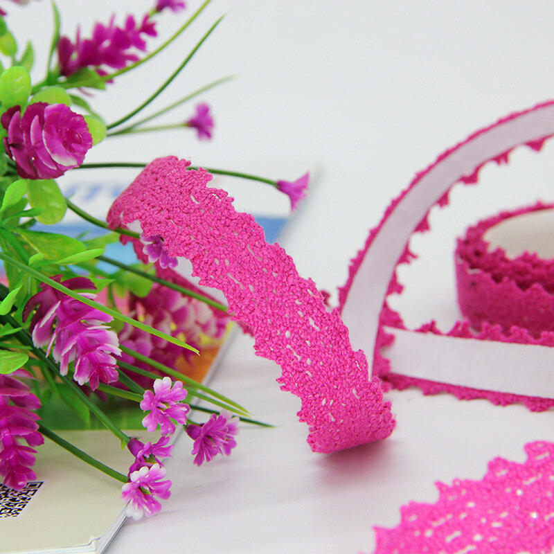 Fabric Cotton Lace Tape Self Adhesive Satin Face Decorative Tape Ribbon Lace Trim For Wedding Decor DIY Embroider