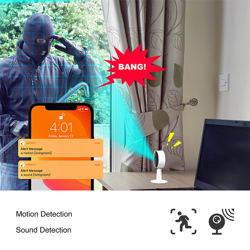 Laxihub – Mini caméra de Surveillance IP Wifi 3mp 2K 1080P, dispositif de sécurité domestique, babyphone vidéo, détection de mouvement, pour chiens et chats