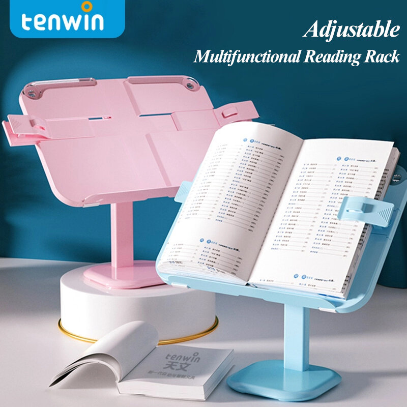 Tenwin portátil multifuncional suporte de leitura ajustável multifuncional vertical levantamento leitura rack material escolar estudante