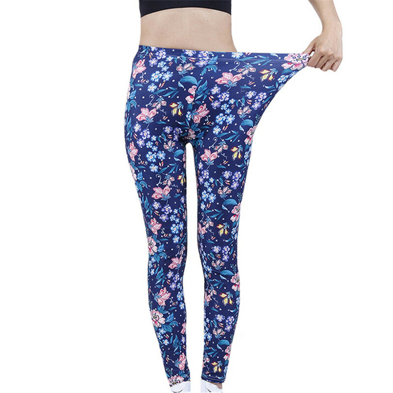 VISNXGI Flowers Print Leggings Push Up Polyester Pants Fitness Workout Gym Clothing Stretch New Arrival High Waist Trousers