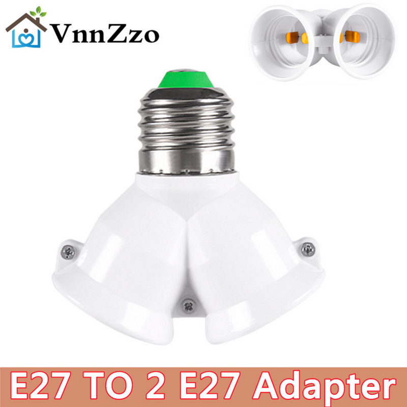 VnnZzo E27 to 2 E27 스플리터 램프 전구 베이스 어댑터 컨버터, LED Y 모양 소켓 조명 홀더 변환 소켓, 2E27 265V 2A