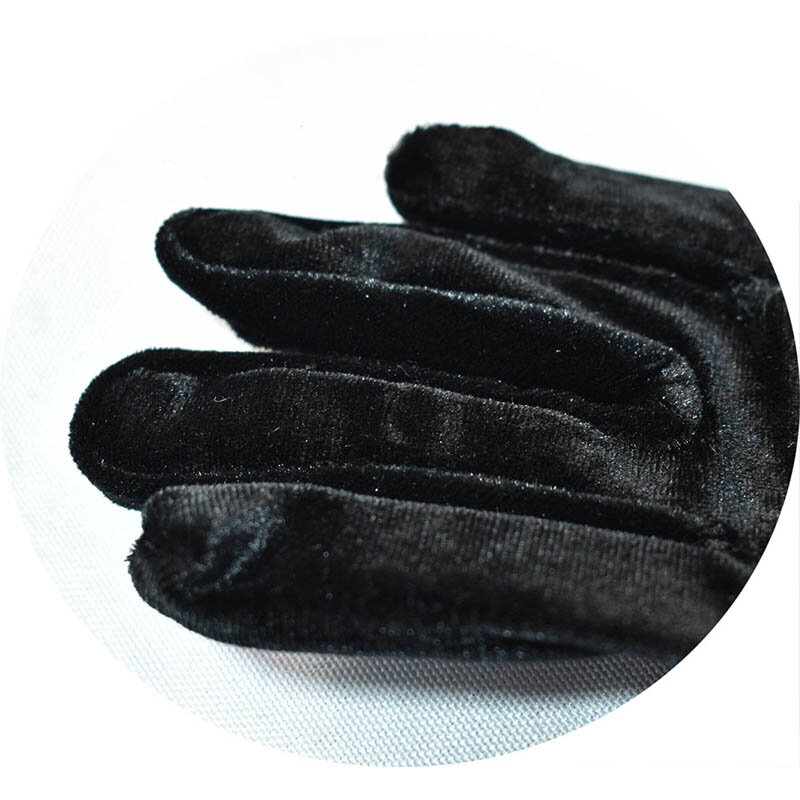 53CM Frauen Goldene Samt Lange Herbst Winter Warme Schwarz Abendkleid Etikette Handschuhe Retro Stil Bankett Zubehör Elastizität