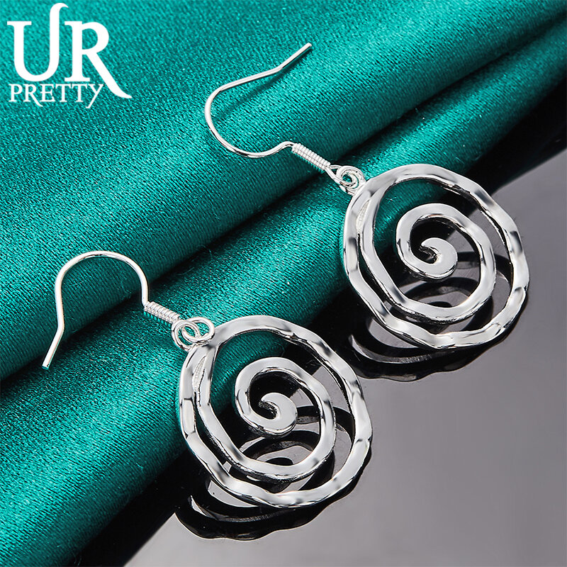 UPRETTY New 925 Sterling Silve Geometric Thread Drop  Earring For Women Lady Party Wedding Engagement Charm Jewelry Gift