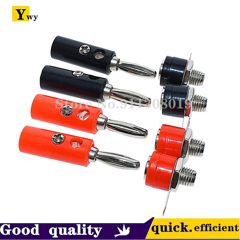 10Pcs/lot Red and Black 4mm Solderless Side Stackable Banana Plug and socket