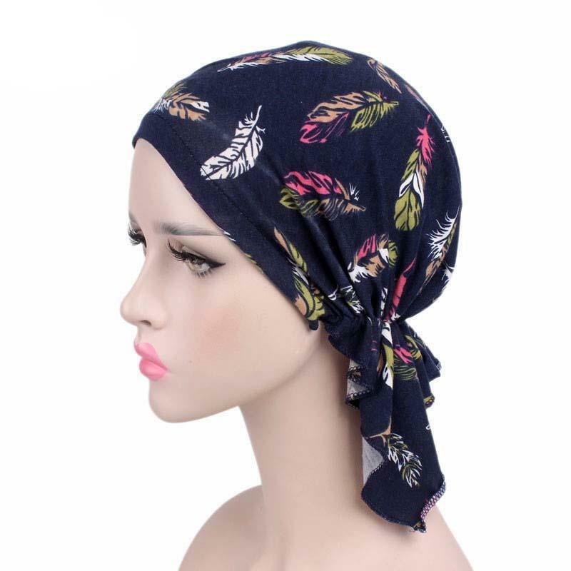 女性のためのイスラム教徒のフリルの癌保護帽子、新しいファッション、フラワービーニースカーフ、ターバン、ヘッドラップキャップ、プリントヘッドウェア、女性の帽子、新しい、2024