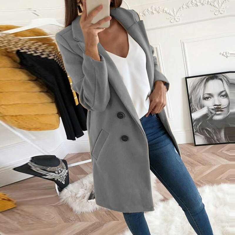 Manteaux/manteaux de couleur Pure pour femmes, nouveau manteau/manteau dames, grande taille, veste Slim Fit, col rabattu, solide, S-5XL