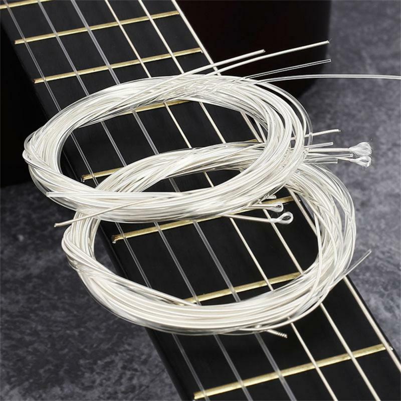 Struny do gitary klasycznej Super lekkie struny nylonowe srebrne wymienne struny gorące struny do gitary stalowe części z drutu