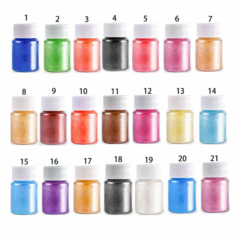 Pigmentos nacarados de Mica de resina Aurora, fabricación de joyas, 21 colores