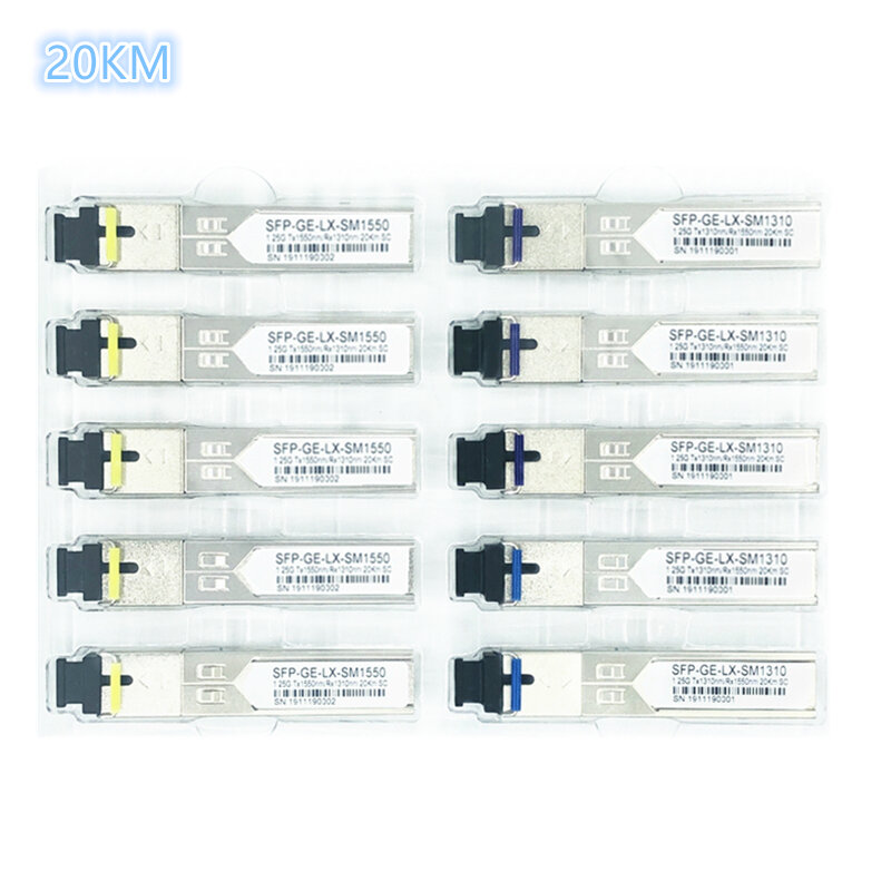 Modulo a fibra ottica SC SFP 1.25G SC 20KM 1310/1550nm ricetrasmettitore a modulo ottico SFP a fibra singola per compatibilità di coppie ONU OLT5