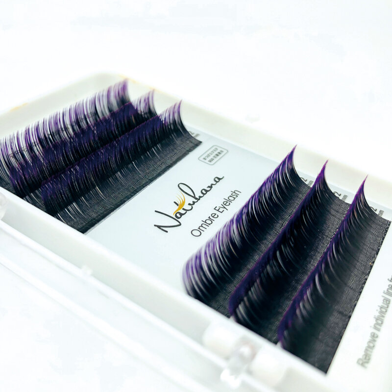 NATUHANA 10Cases/Lot Ombre Natural Lash Blue Purple Color False Eyelash Extension Individual Mink Eyelashes soft Salon Makeup