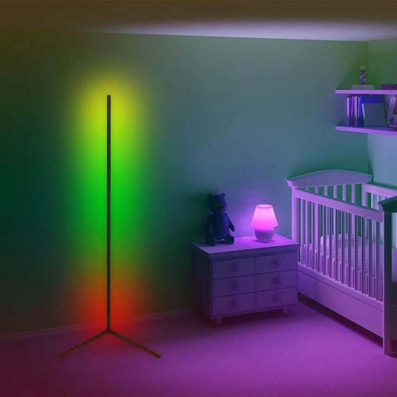 RGB Lampu Lantai LED Dalam Ruangan Modern Sederhana Batang Sudut Lampu Lantai untuk Ruang Tamu Kamar Tidur Suasana Lampu Berdiri