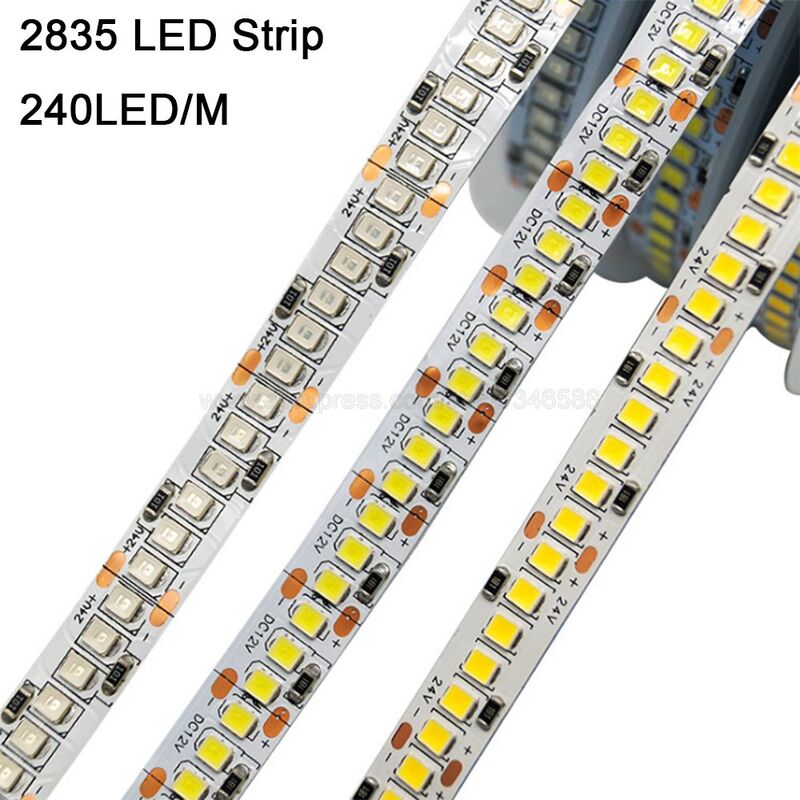 DC 12V 24V SMD 2835ไฟ LED Strip 5M LED Strip Tape 240LED/M 1200LEDs IP20 IP65กันน้ำ Kitchen Home Decor Strip