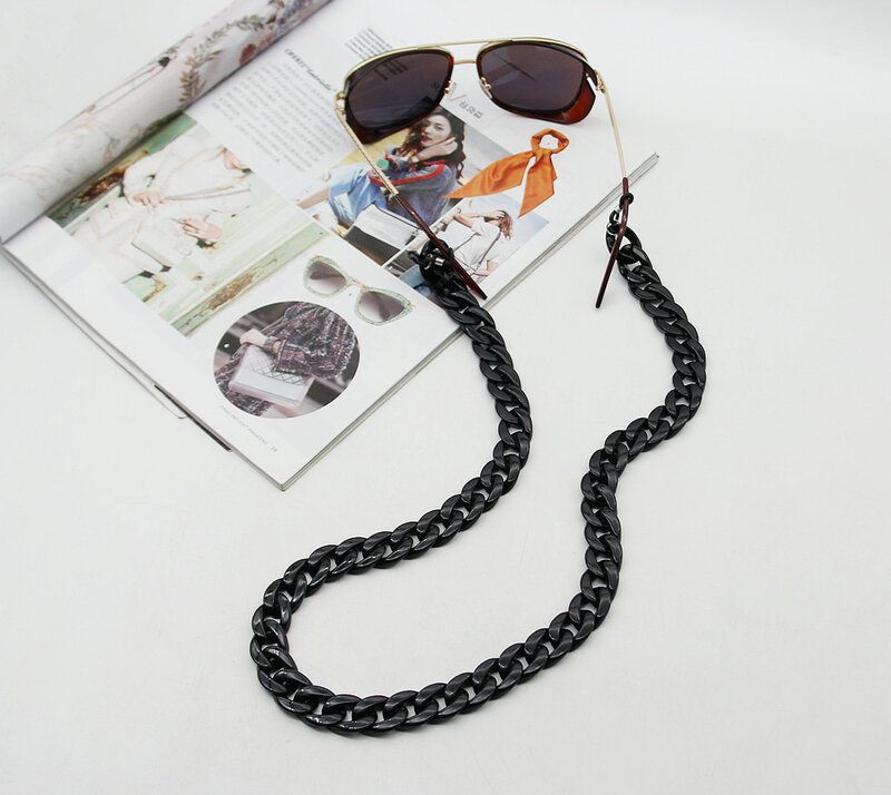 Fishsheep-óculos acrílico para leitura, cordão pendurado, corrente para pescoço, cordas de resina, óculos de sol, alça larga
