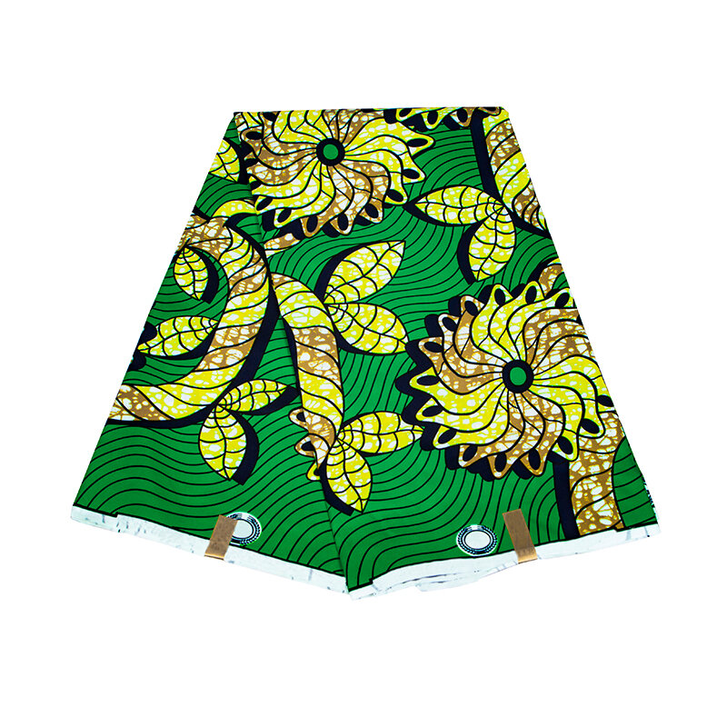 Ankara Real Wax African Print Fabric vero poliestere di alta qualità verde colorato garantito Pagne per Dress Party Casual