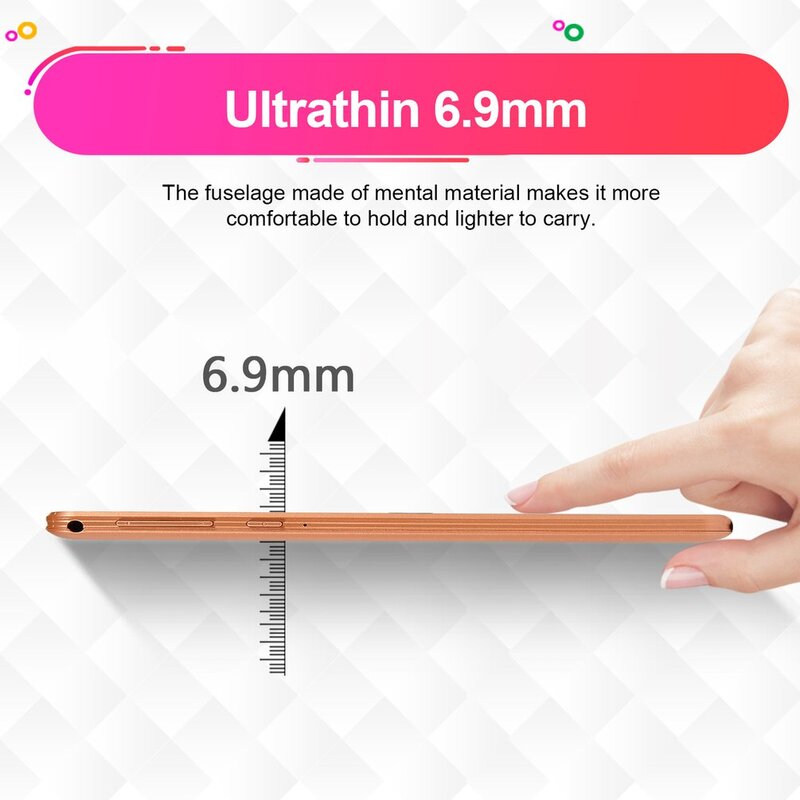 KT107 Plastic Tablet 10.1 Inch Hd Groot Scherm Android 8.10 Versie Mode Draagbare Tablet 8G + 64G Goud tablet Gold Eu Plug