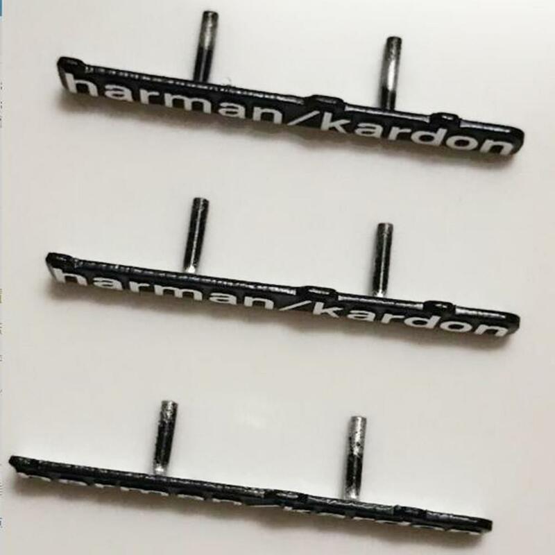 4Pcs harman/kardon Hallo-fi Lautsprecher audio Lautsprecher 3D Aluminium Abzeichen Emblem stereo mit 2 pins 43x5mm