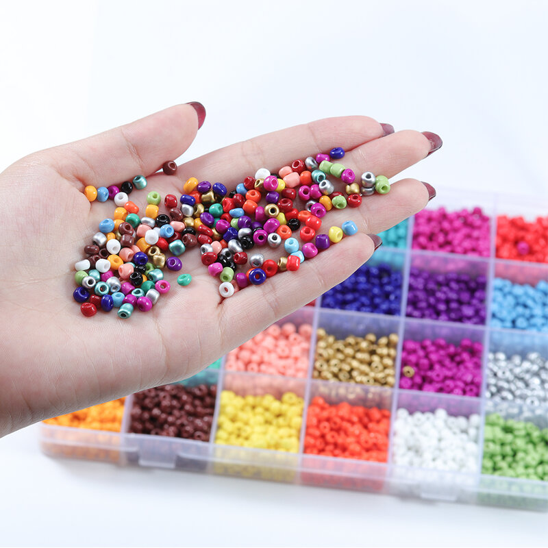 6000-22560pcs Glass Beads Seed Beads Baking Paint Peads Dyed Core Beads Set Beads Box For Diy Jewelry Making Accessories