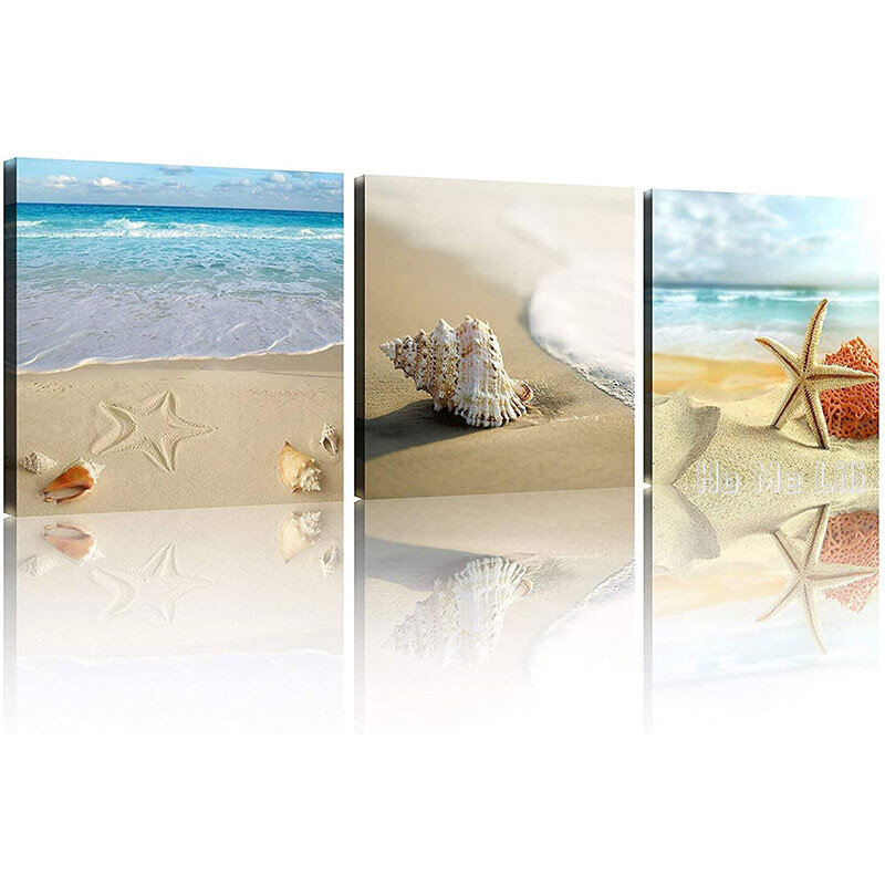 Peintures murales modernes abstraites de paysage marin de plage d'océan, peintures d'art sur toile de Ho Me Lili pour décoration de maison