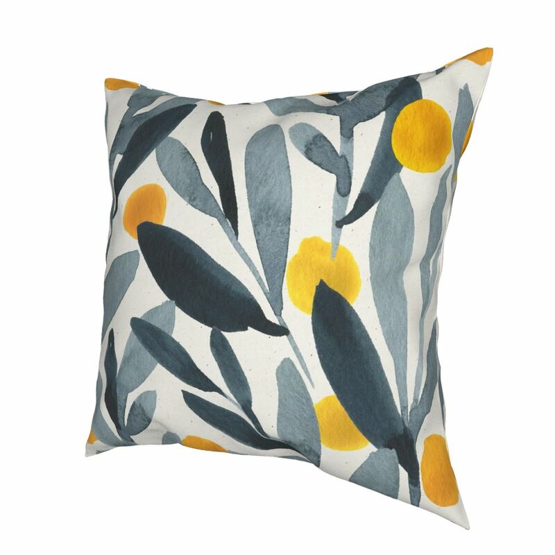 Indigo Mustard Square Pillowcase Polyester Creative Zipper Decor Room Cushion Cover 45*45cm