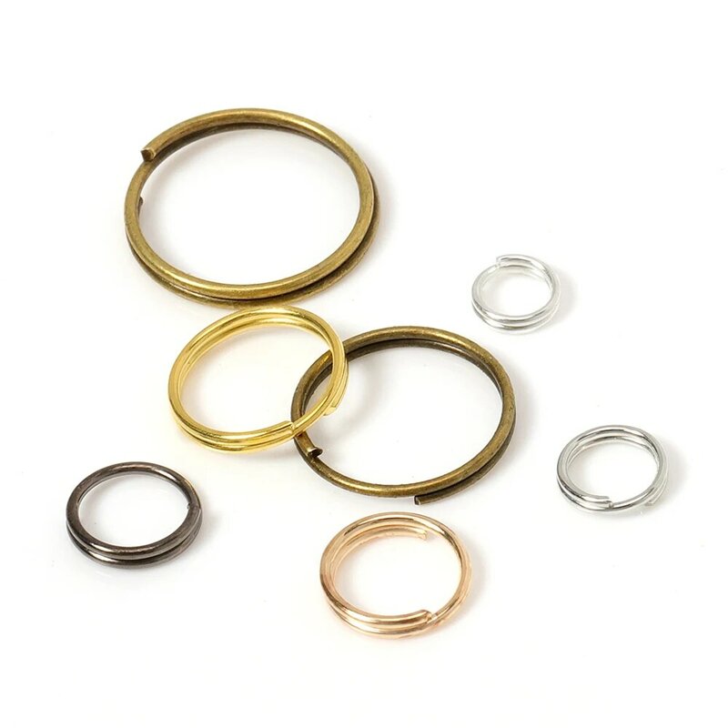 200 pièces porte-clé ouvert saut anneaux fendus Double boucles cercle 5-14mm porte-clés anneau connecteurs pour la fabrication de bijoux en gros