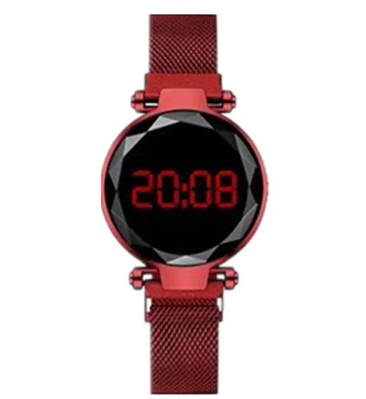 Светодиодные часы, мужские цифровые электронные часы, женские модные наручные часы с Миланской магнитной пряжкой, кварцевые часы
