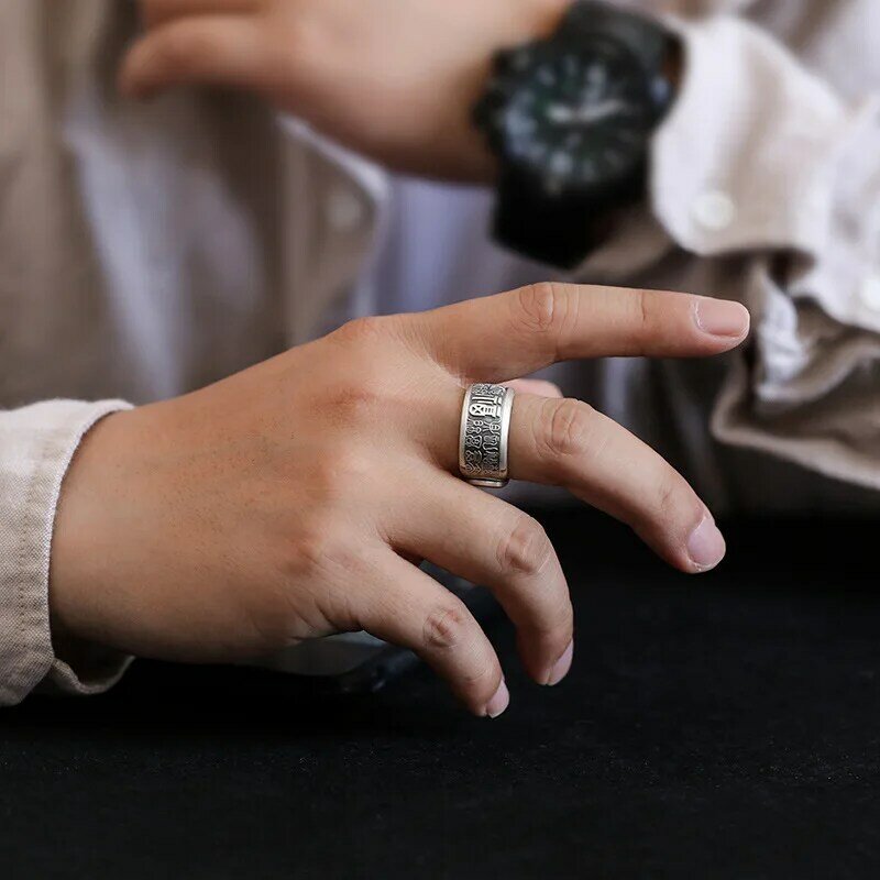 Vintage Bai Fu Ringen Chinese Stijl Goede Lucky Sieraden Voor Mannen Vrouwen Open Finger Ring Retro Sieraden Minnaar Geschenken