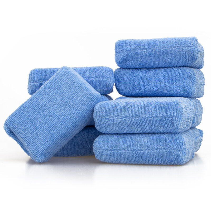 Rectangular Microfiber Applicator and Cleaning Pads Sponges, Cloths, Blue Car Care Microfibre Wax Polishing