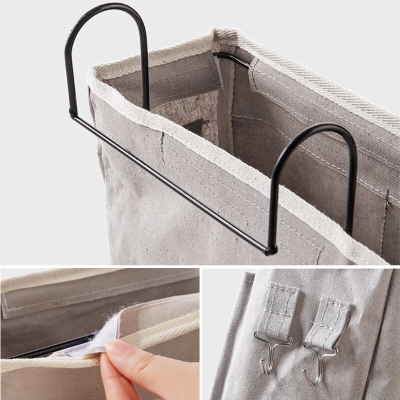 Portable Bedside Caddy Bunk Bed Hanging Organizer Pocket with Metal Hooks Baby Stroller Storage Bag Cradle Baby Crib Diaper Bag