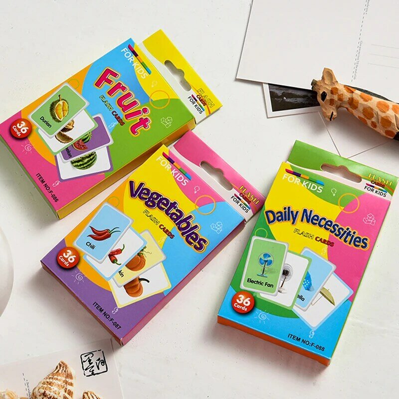 색상 모양 인지 동물 몬테소리 학습 단어 과일 카드 조기 교육 장난감 메모리 어린이를위한 클래식 장난감