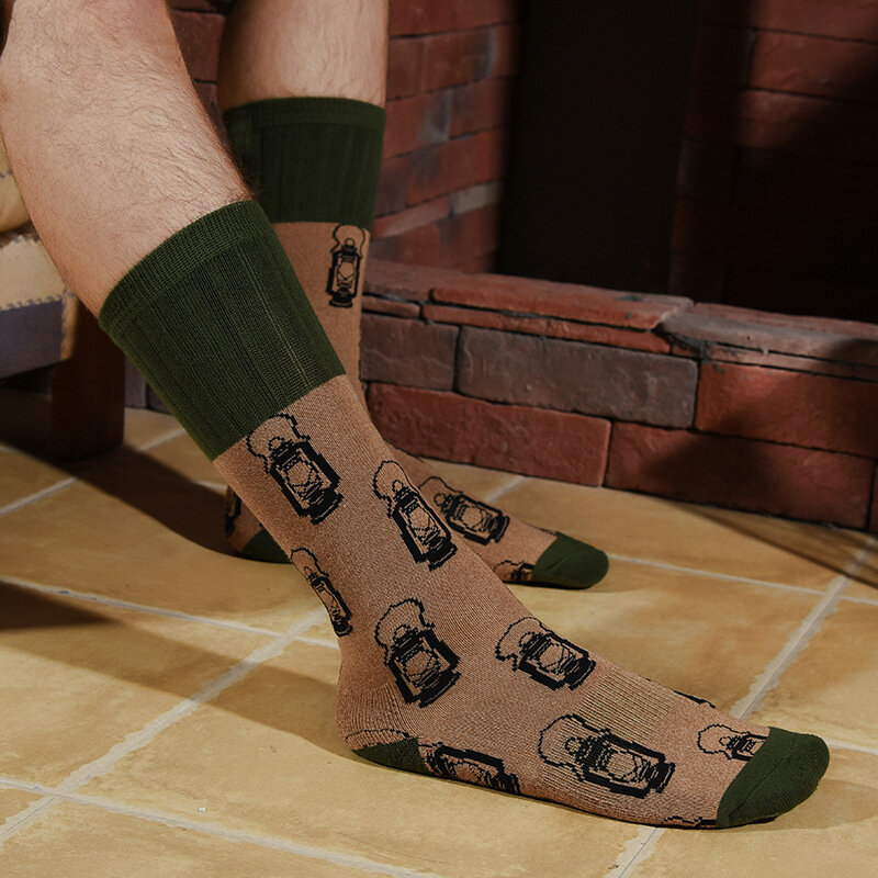 Calcetines divertidos de algodón para hombre, medias de moda con diseño de animales, ciervo, zorro y hojas, novedad de 2024