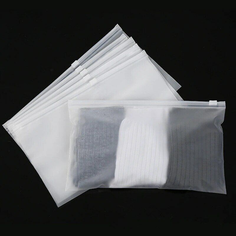 10Pcs 16Wires Frosted Zipper Bag Underwear Panties Socks Packaging Supplies Socks Cosmetic Storage Bags With Air Hole Resealable