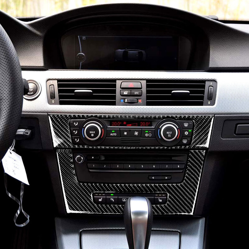 Panel de Control de CD para aire acondicionado de coche, decoración de fibra de carbono para BMW Serie 3, E90, E92, E93, 2005-2012, accesorios interiores