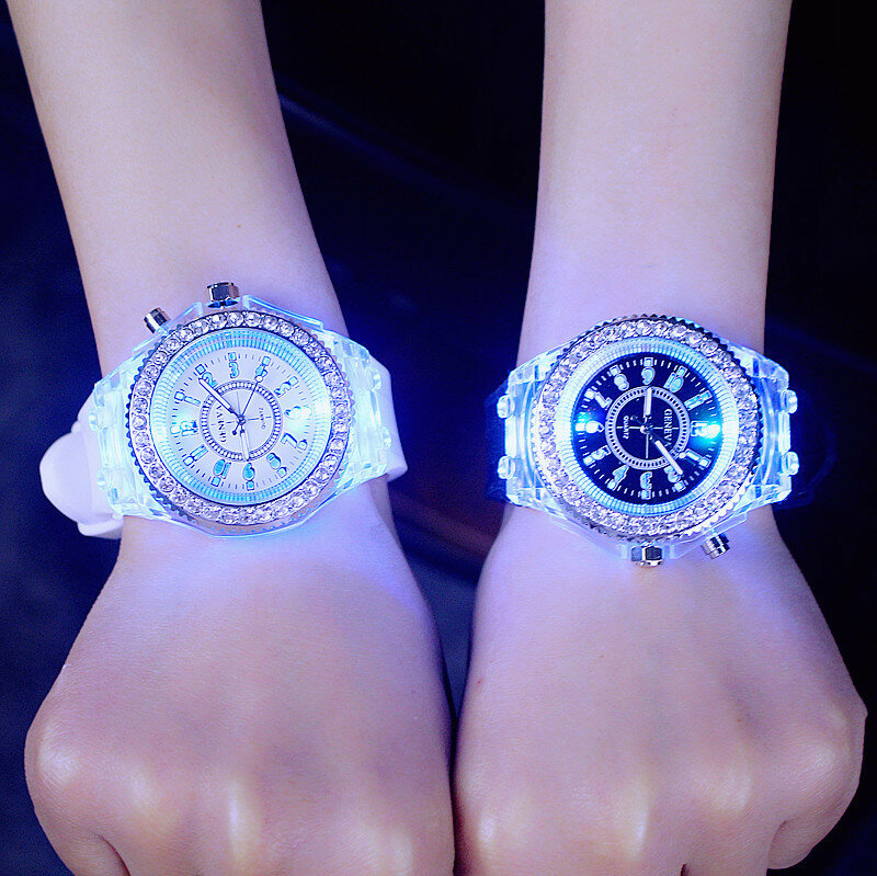 Relógio feminino marca de luxo, relógio de pulso feminino luminoso único