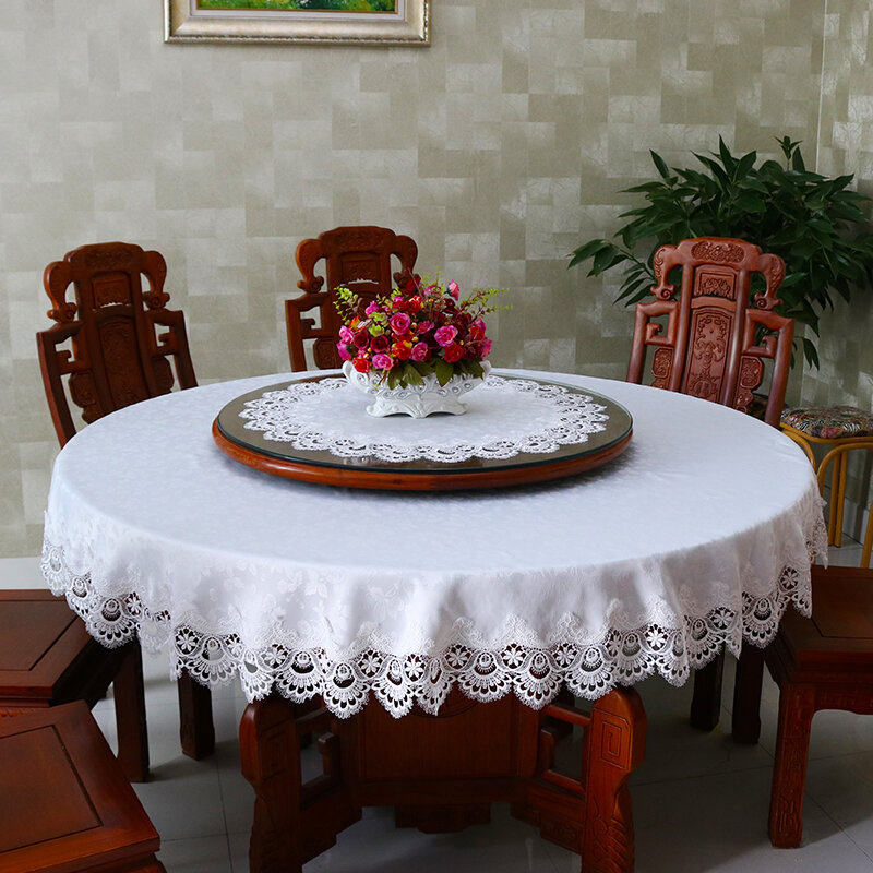 Mantel blanco satinado de encaje moderno, bordado para comedor, cocina, té, mesa de café, Mantel Individual para Banquete de Navidad, decoración de boda