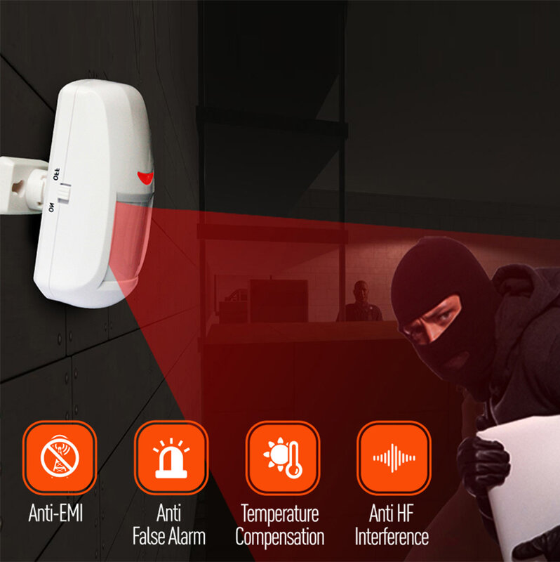 PGST PA96R Pet Immune Motion Detector Infared Wireless PIR Sensor Compatible with RF 433MHz Alarm System Security