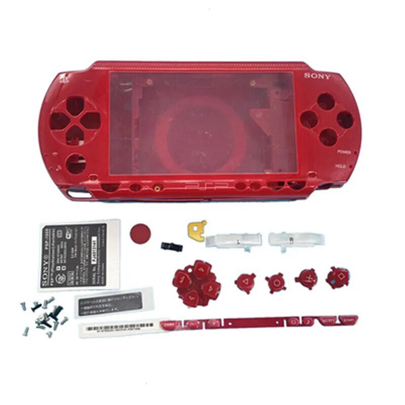 Funda de alta calidad para Sony PSP 1000 PSP1000, carcasa frontal y trasera con botones y pegatinas