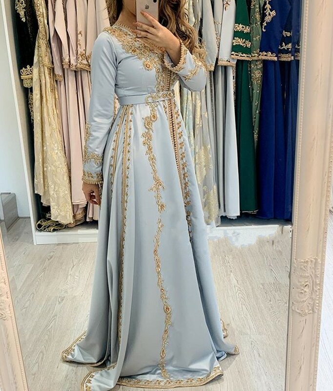 Gaun Malam Kaftan Maroko 2021 Gaun Malam Muslim Kerja Tangan Manik-manik Gaun Formal Abaya Arab Gaun Malam