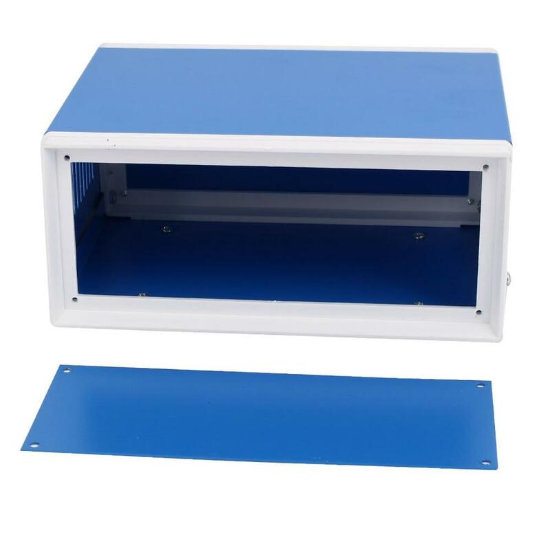 Caja de proyecto de Metal azul, carcasa de hierro, paneles de plástico ABS, caja de conexiones eléctricas, AU-1/2/3/4/5/7/12
