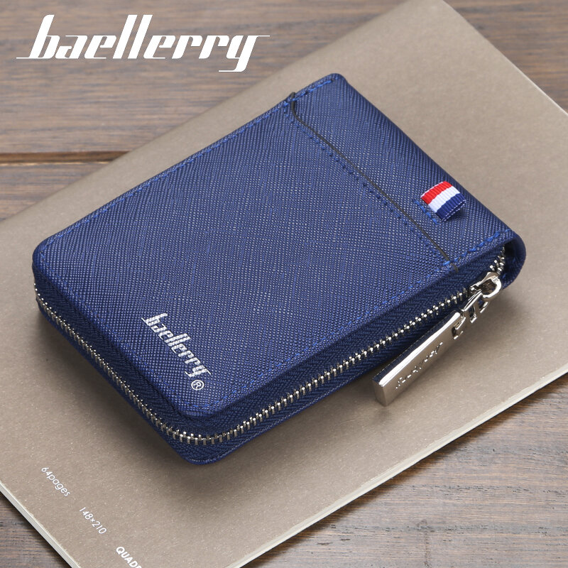 Fashion Zipper Men's Wallet  Small Short Credit Card Holder For Male Vintage Mini Man Purse With Coin Pocket 058-K9105