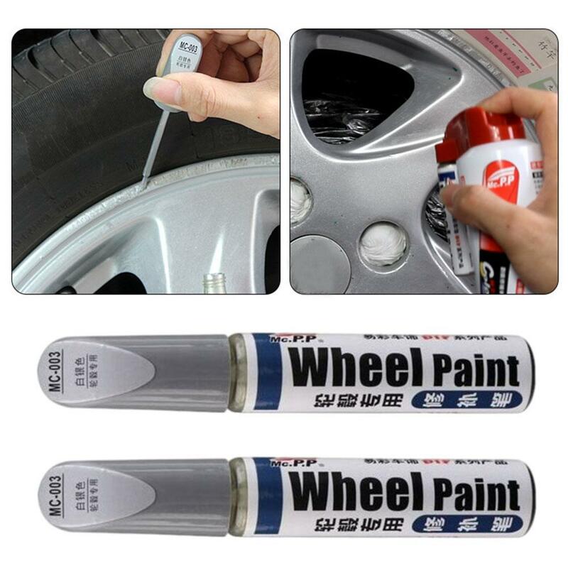 Caneta de reparo do risco do carro liga alumínio roda hub renovação pintura à prova dwaterproof água pneu roda hub marcador caneta escova pintura prata cuidados