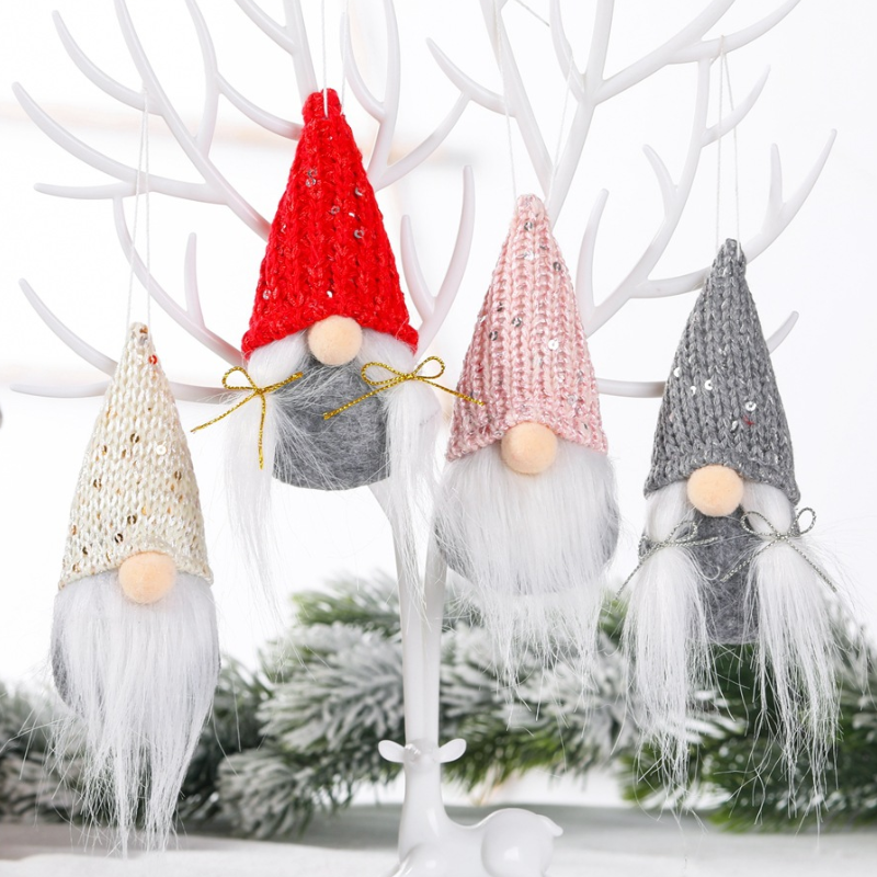 คริสต์มาสขนาดเล็กน่ารัก Gnome Santa Xmas Tree แขวนเครื่องประดับตกแต่งบ้าน Navidad จี้ของขวัญ Happy New Year 2022