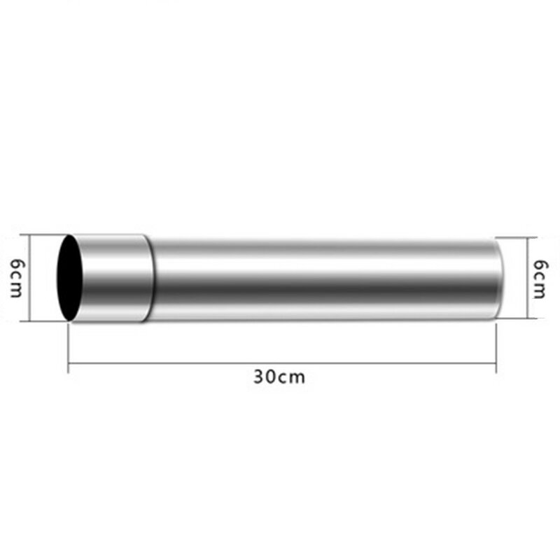 Codo de tubo de estufa de acero inoxidable recto, calentador de tubo de escape de chimenea plateada de 90 grados, 30/40cm, 60/80mm