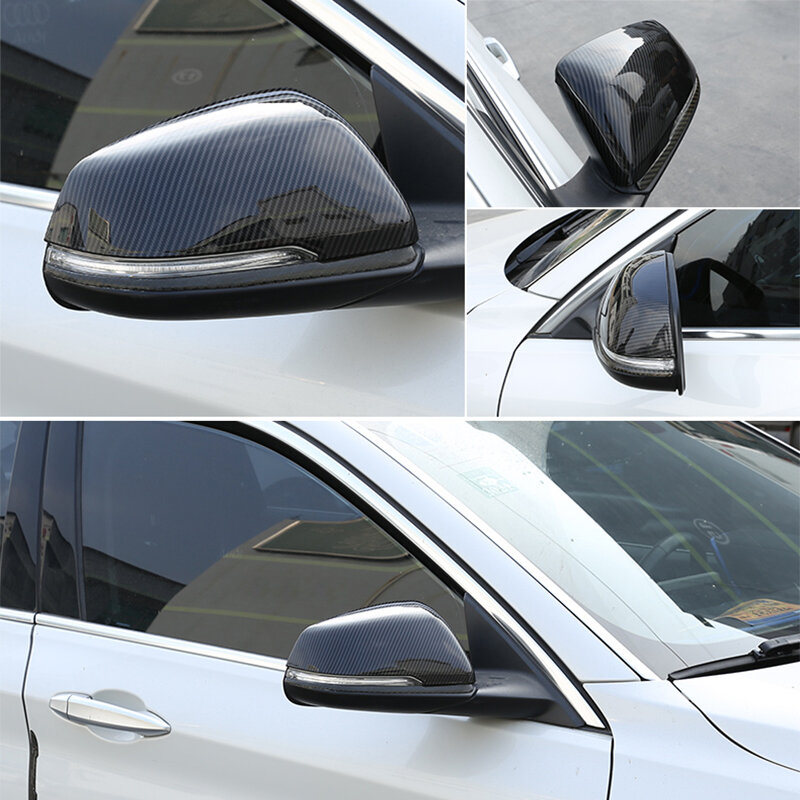 2 قطعة نمط ألياف الكربون سيارة الجانب مرآة الرؤية الخلفية غطاء تغليف قذيفة الكسوة لسيارات BMW 2 سلسلة X1 F48 F45 F46 2015-2021 اكسسوارات السيارات