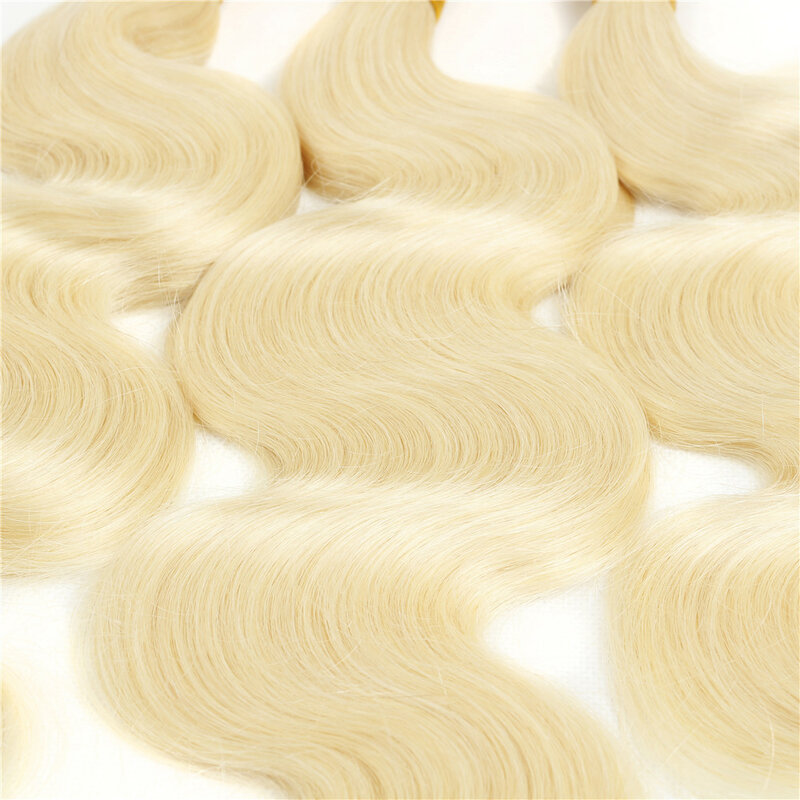 Mechones de cabello humano ondulado, extensiones de cabello brasileño ondulado, Remy, 613 Rubio, 10-32 pulgadas